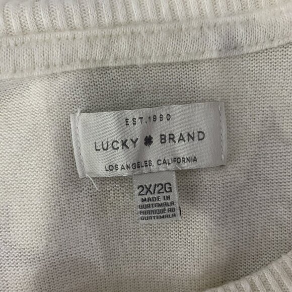 Lucky Brand Cream Star Print Long Sleeve Pullover Sweatshirt 2X Cozy Casual - Picture 4 of 6